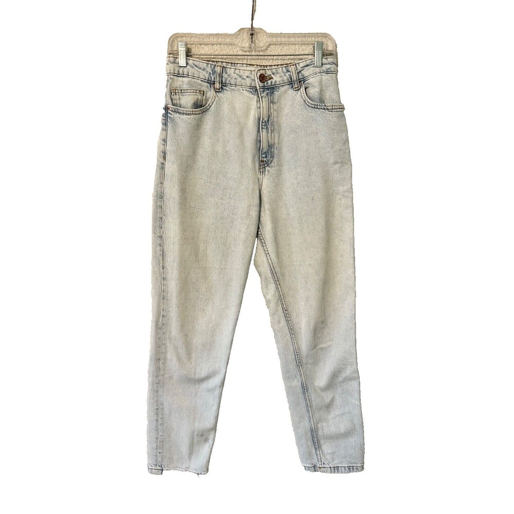 Zara Jeans Womens 6 Blue Straight Tapered‎ Leg Light Wash Denim High Rise